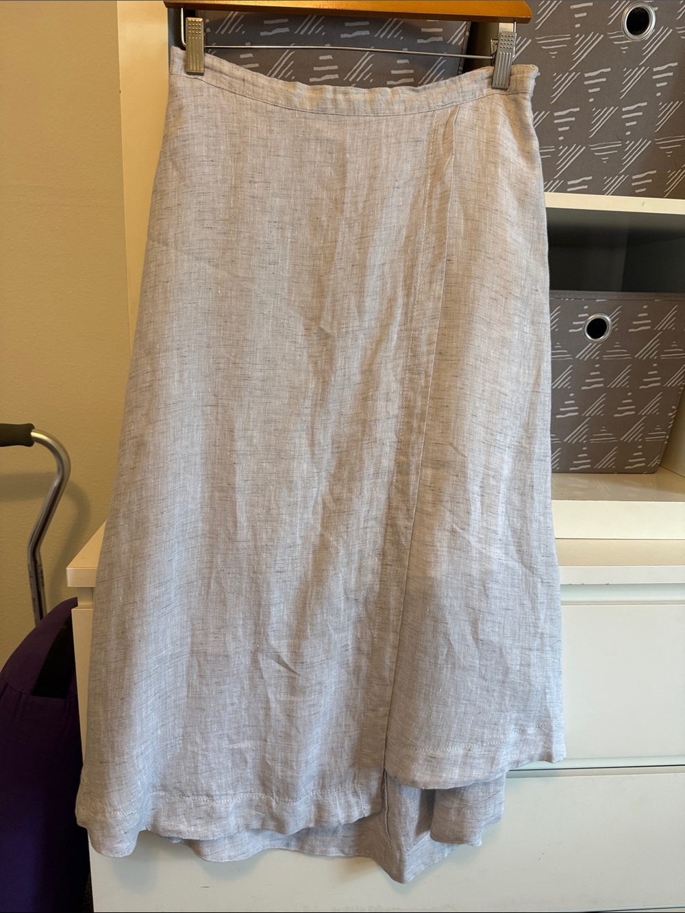 NIC+ZOE Pale Gray Linen A-Line Skirt